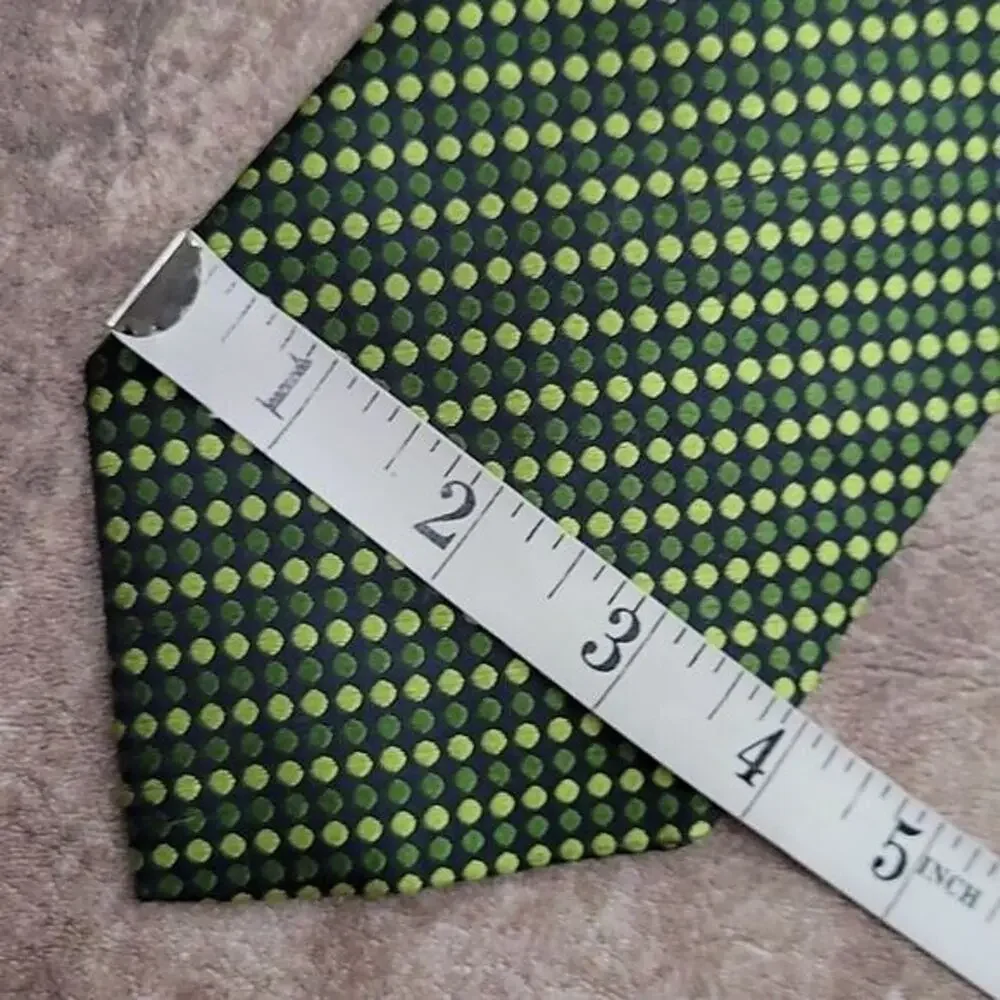 Saks Fifth Avenue two-tone green Polka Dot 100% silk necktie